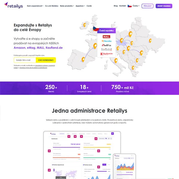 Vývoj front-endu pro předního poskytovatele řešení pro internetové obchody Retailys.com s.r.o.